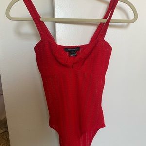 Oliveacous red bodysuit